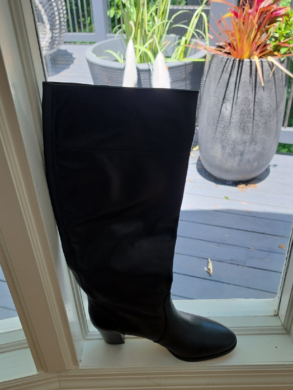 J. Crew Black Tall Leather Riding Boot. Comes With Box